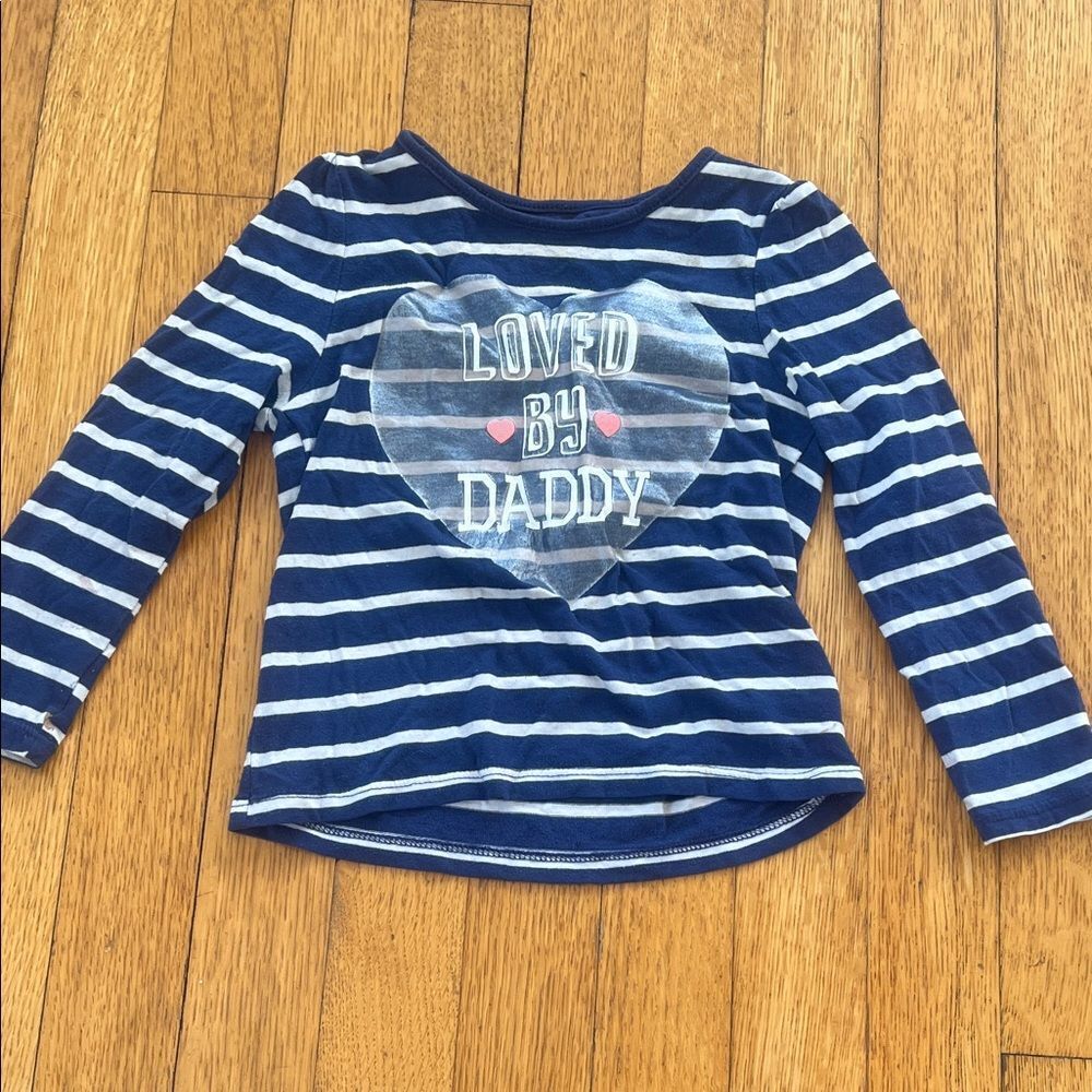 Crazy 8 Blue and White Striped 'Loved by Daddy' Long Sleeve Tee
